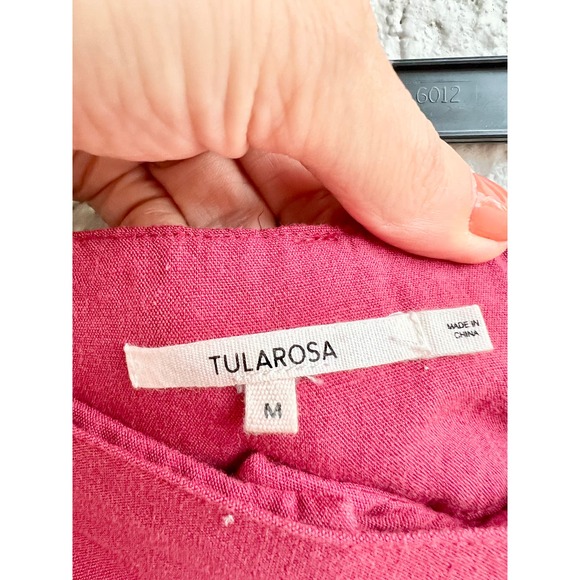 Tularosa Sophia Linen Blend High Waisted Tassel Fringe Hem Crop Pants Red Size M - Picture 7 of 9